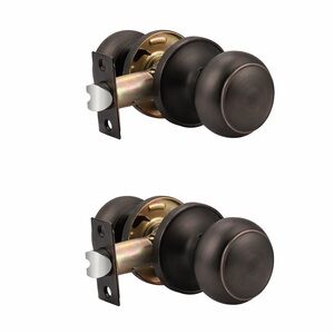 Probrico 2 Pack Oil Rubbed Bronze Passage Door Knobs Both Sides Hall Closet New
